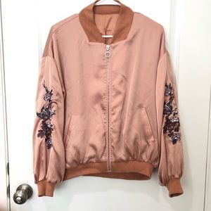 Balloon Sleeve Bomber Jacket